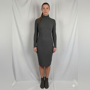 Athleta Heathered Gray Long Sleeve Turtleneck Dress Small Bodycon Sweater Dress